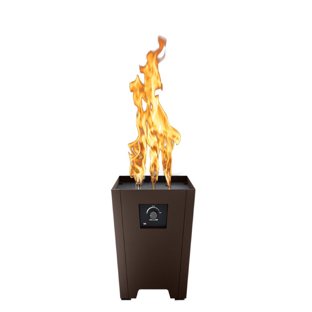 Warming Trends FireStorm Series I 12 Inch Square Powder Coated Steel 65000 BTU Portable Propane Fire Pit with Carry Bag   Bronze