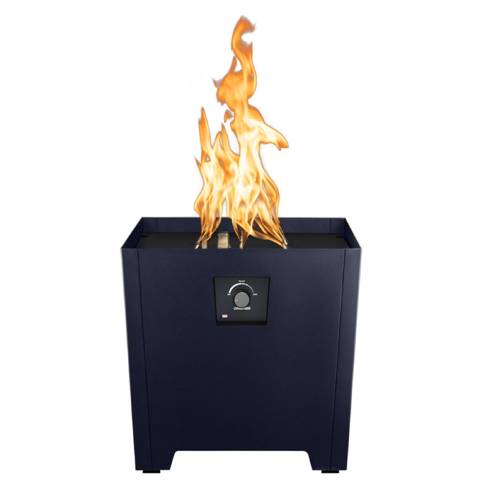 Warming Trends FireStorm Series II 18 Inch Square Powder Coated Steel 65000 BTU Portable Propane Fire Pit with Carry Bag   Blue