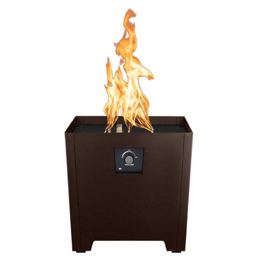 Warming Trends FireStorm Series II 18 Inch Square Powder Coated Steel 65000 BTU Portable Propane Fire Pit with Carry Bag   Bronze