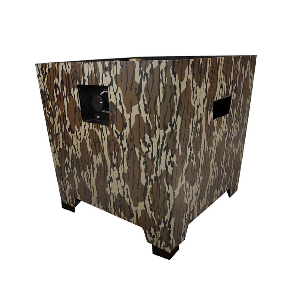 Warming Trends FireStorm Series II 18 Inch Square Powder Coated Steel 65000 BTU Portable Propane Fire Pit with Carry Bag   Mossy Oak Bottomland