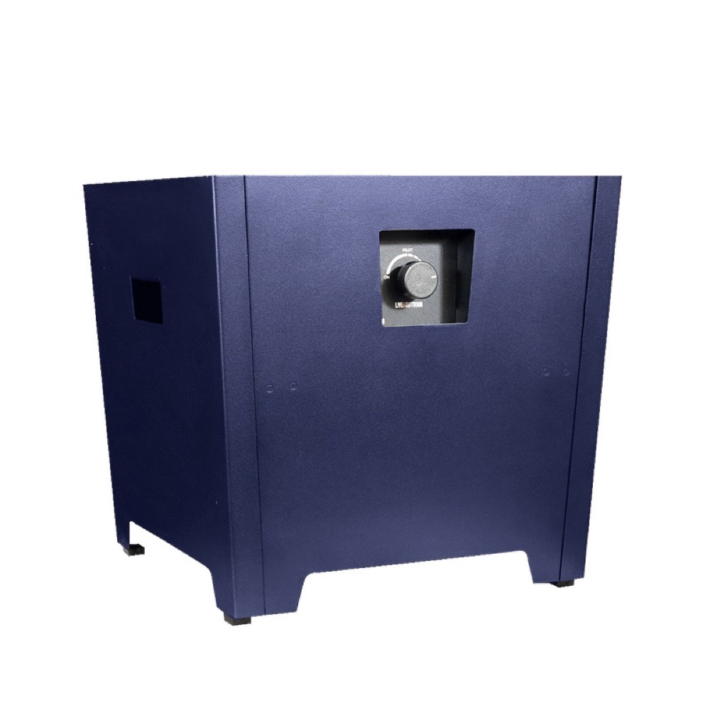 Warming Trends FireStorm Series II 18 Inch Square Powder Coated Steel 65000 BTU Portable Propane Fire Pit with Carry Bag   Blue