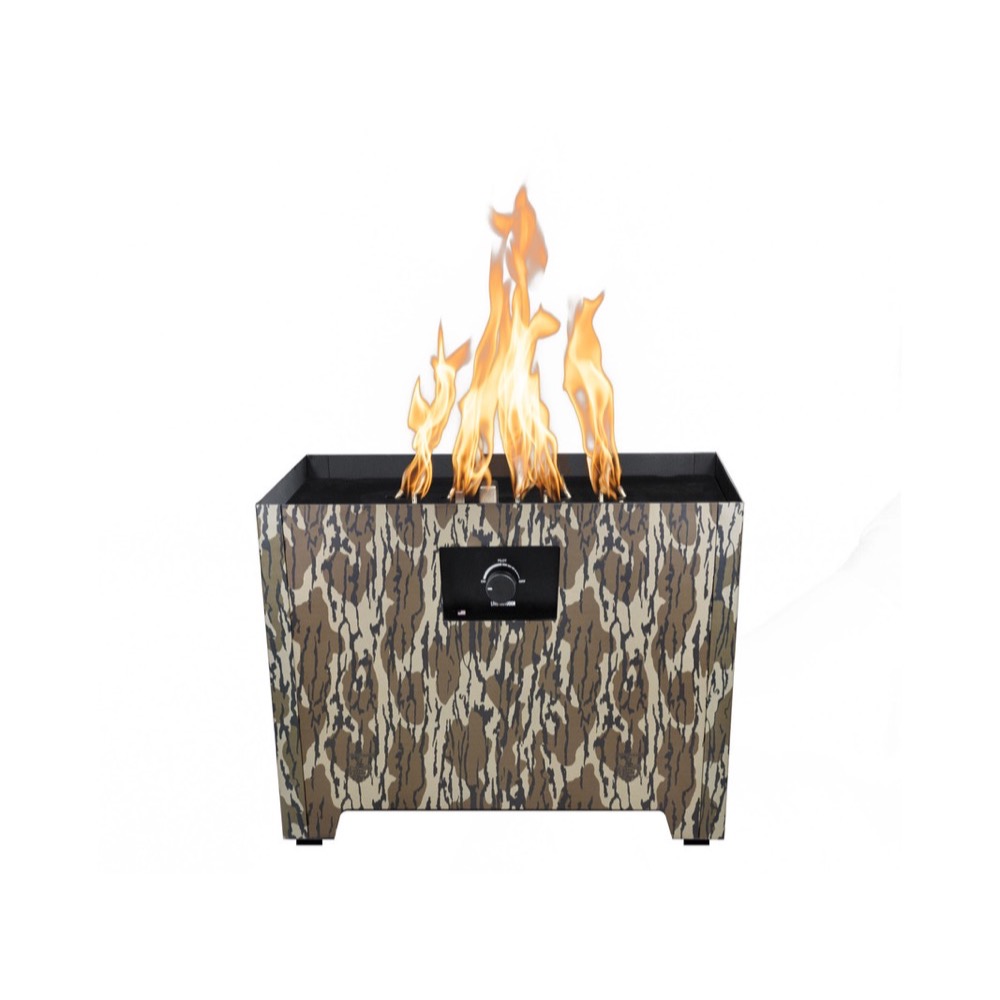 Warming Trends FireStorm Series III 24 Inch Rectangular Powder Coated Steel 65000 BTU Portable Propane Fire Pit with Carry Bag   Mossy Oak Bottomland