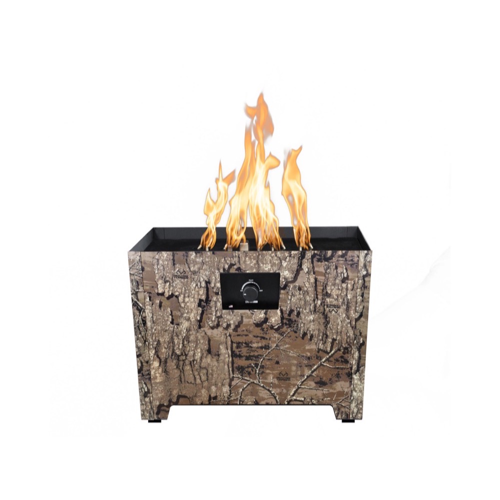 Warming Trends FireStorm Series III 24 Inch Rectangular Powder Coated Steel 65000 BTU Portable Propane Fire Pit with Carry Bag   Realtree Timber