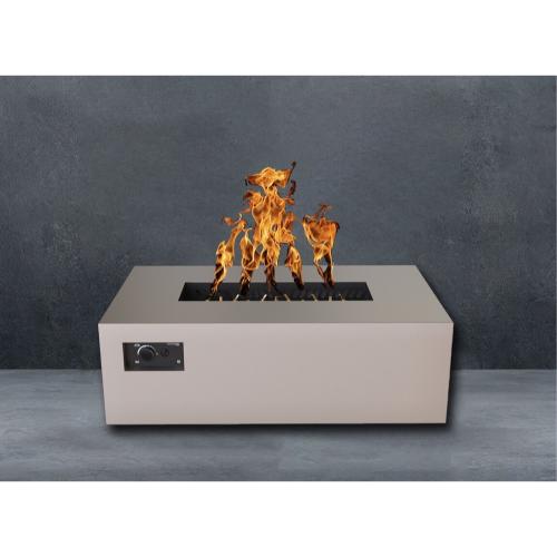 Warming Trends AON 48 Inch Rectangular Powder Coated Steel 170000 BTU Propane Fire Pit Table with Push Button Spark Ignition   Sand Pebble