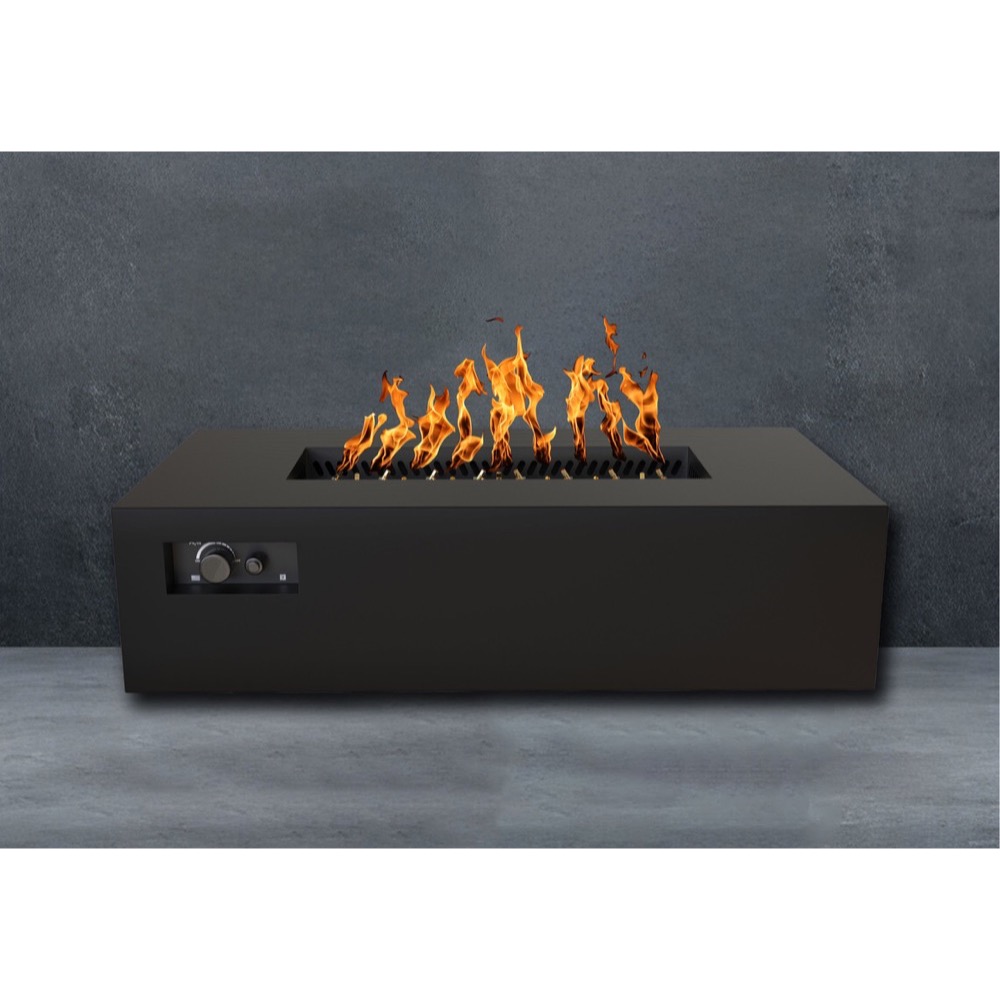 Warming Trends AON 60 Inch Rectangular Powder Coated Steel 230000 BTU Propane Fire Pit Table with Push Button Spark Ignition   Black