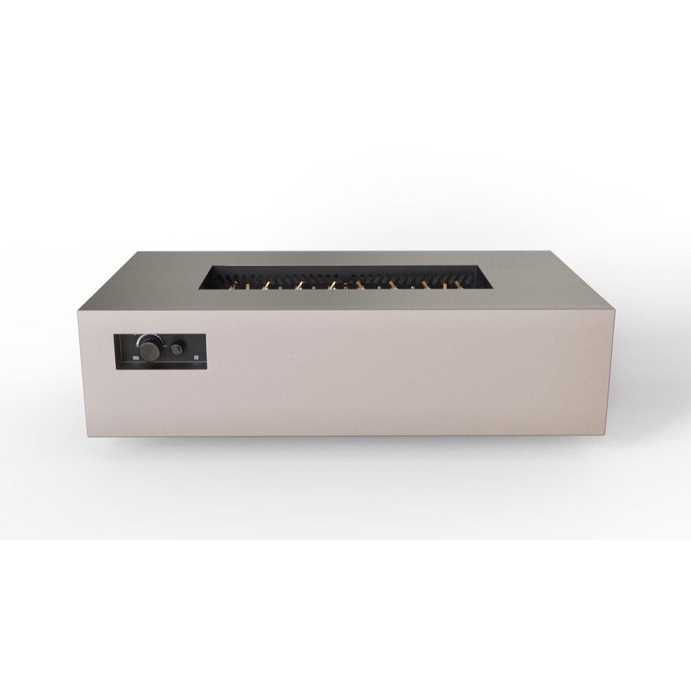 Warming Trends AON 60 Inch Rectangular Powder Coated Steel 230000 BTU Propane Fire Pit Table with Push Button Spark Ignition   Sand Pebble