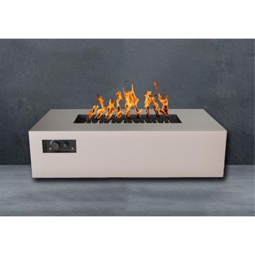 Warming Trends AON 60 Inch Rectangular Powder Coated Steel 230000 BTU Propane Fire Pit Table with Push Button Spark Ignition   Sand Pebble