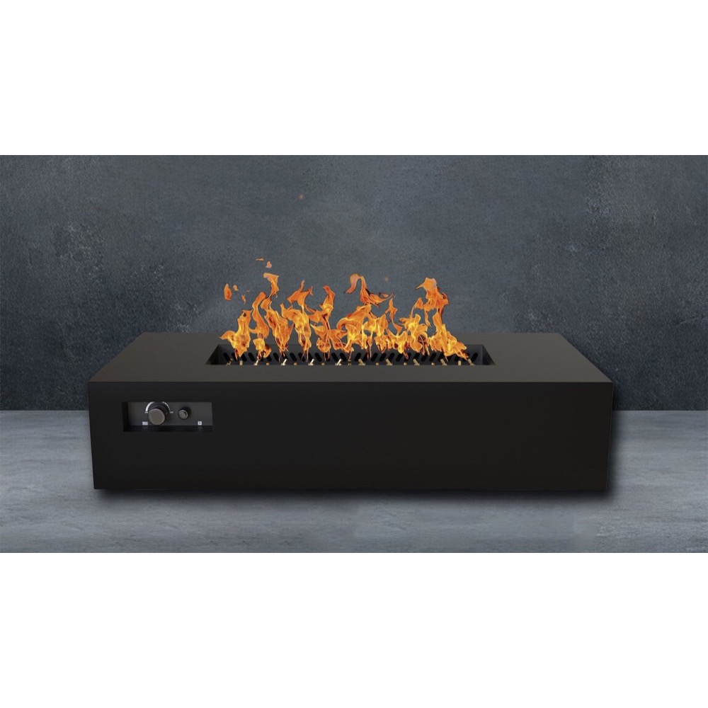 Warming Trends AON 72 Inch Rectangular Powder Coated Steel 290000 BTU Propane Fire Pit Table with Push Button Spark Ignition   Black