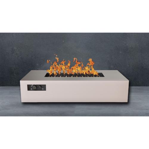 Warming Trends AON 72 Inch Rectangular Powder Coated Steel 290000 BTU Propane Fire Pit Table with Push Button Spark Ignition   Sand Pebble