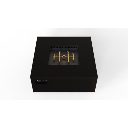 Warming Trends AON 40 Inch Square Powder Coated Steel 140000 BTU Propane Fire Pit Table with Push Button Spark Ignition   Black