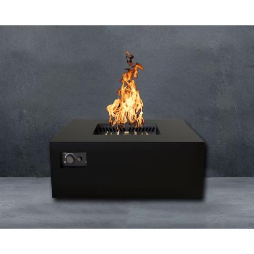 Warming Trends AON 40 Inch Square Powder Coated Steel 140000 BTU Propane Fire Pit Table with Push Button Spark Ignition   Black