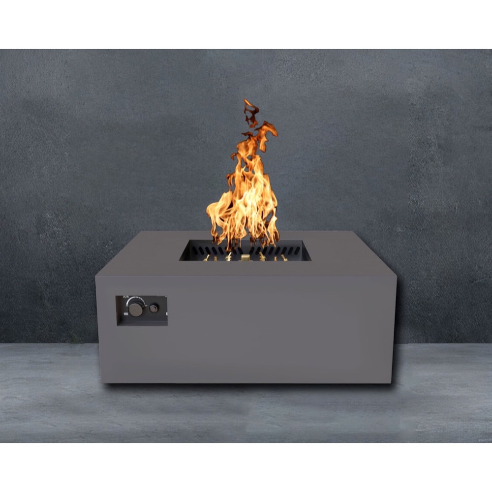 Warming Trends AON 40 Inch Square Powder Coated Steel 140000 BTU Propane Fire Pit Table with Mercury Push Button Ignition   Charcoal