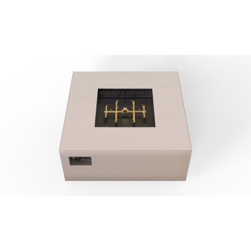 Warming Trends AON 40 Inch Square Powder Coated Steel 140000 BTU Propane Fire Pit Table with Push Button Spark Ignition   Sand Pebble