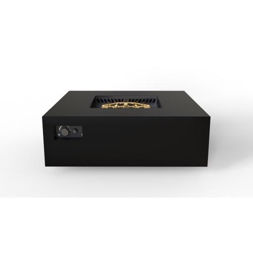 Warming Trends AON 48 Inch Square Powder Coated Steel 180000 BTU Propane Fire Pit Table with Push Button Spark Ignition   Black
