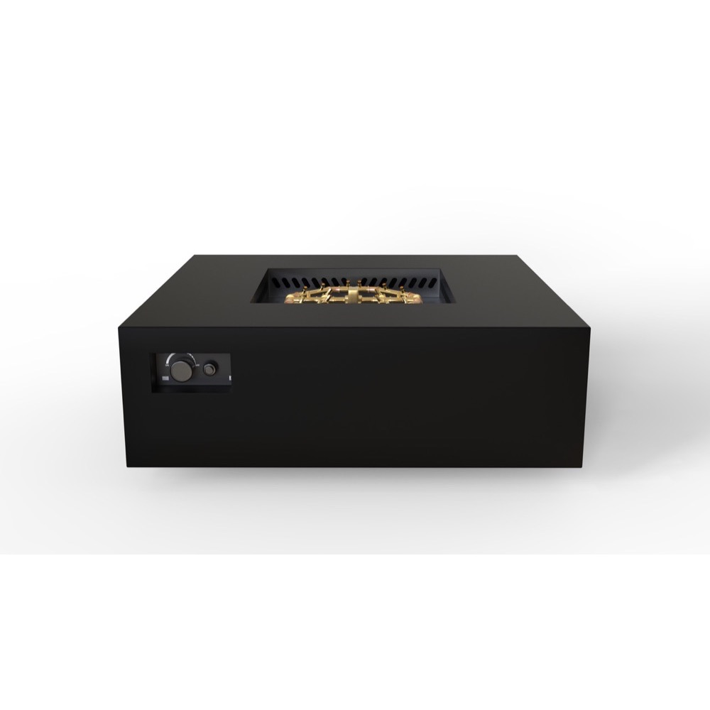 Warming Trends AON 48 Inch Square Powder Coated Steel 180000 BTU Propane Fire Pit Table with Push Button Spark Ignition   Black