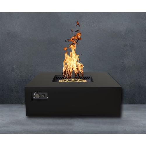 Warming Trends AON 48 Inch Square Powder Coated Steel 180000 BTU Propane Fire Pit Table with Push Button Spark Ignition   Black