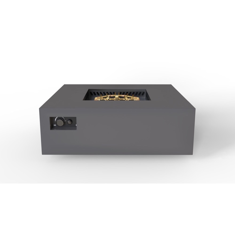 Warming Trends AON 48 Inch Square Powder Coated Steel 180000 BTU Propane Fire Pit Table with Push Button Spark Ignition   Charcoal