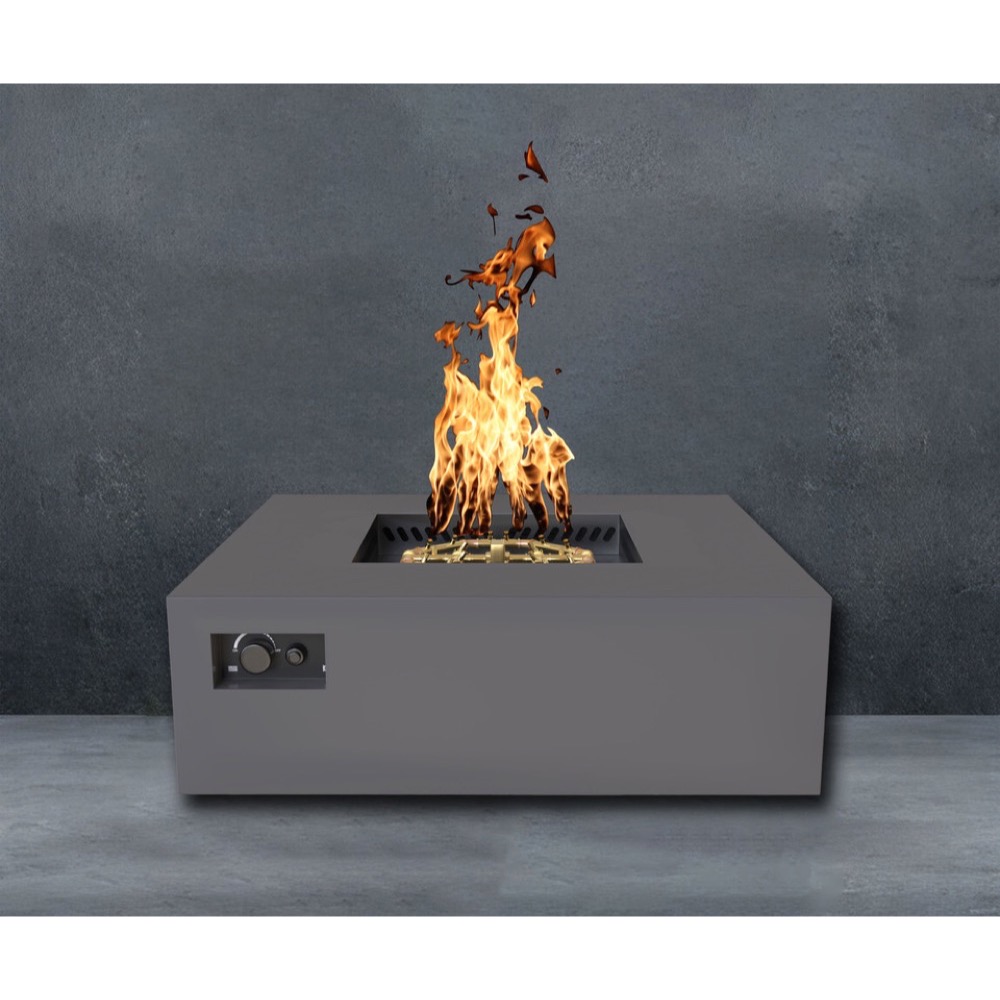 Warming Trends AON 48 Inch Square Powder Coated Steel 180000 BTU Propane Fire Pit Table with Push Button Spark Ignition   Charcoal