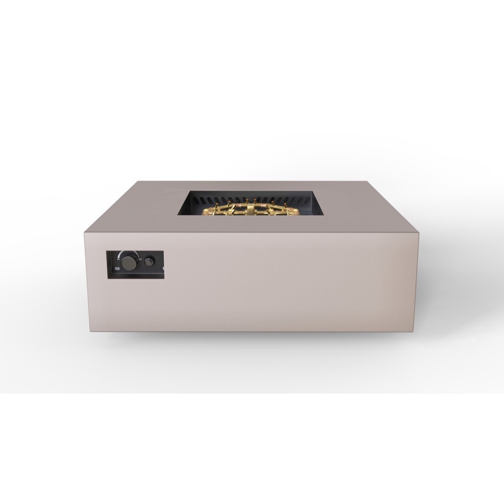 Warming Trends AON 48 Inch Square Powder Coated Steel 180000 BTU Propane Fire Pit Table with Push Button Spark Ignition   Sand Pebble