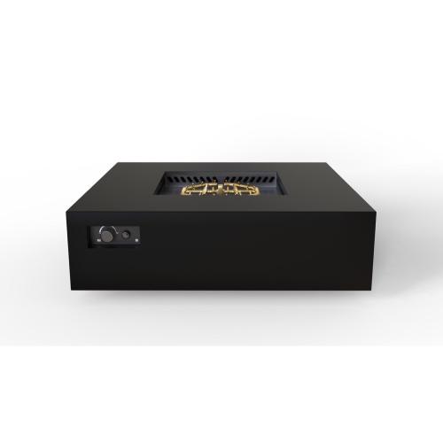 Warming Trends AON 56 Inch Square Powder Coated Steel 280000 BTU Propane Fire Pit Table with Push Button Spark Ignition   Black