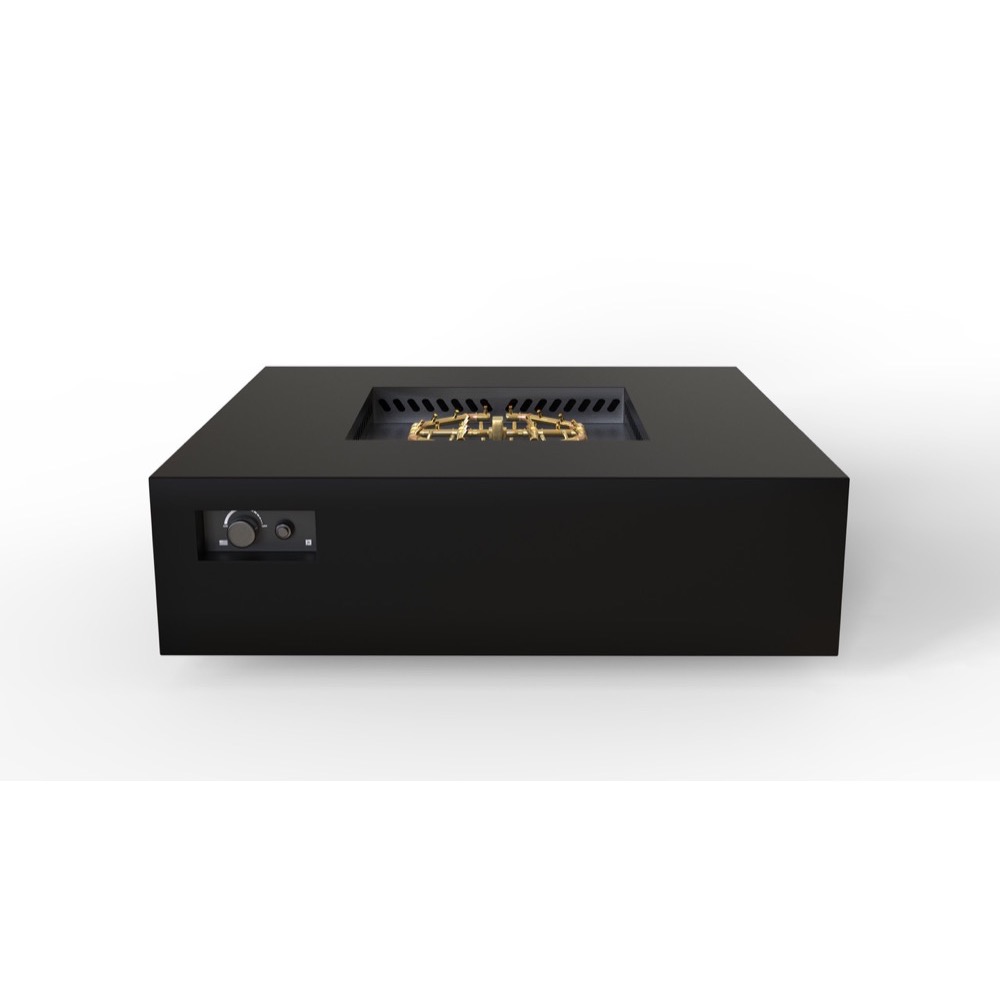 Warming Trends AON 56 Inch Square Powder Coated Steel 280000 BTU Propane Fire Pit Table with Push Button Spark Ignition   Black