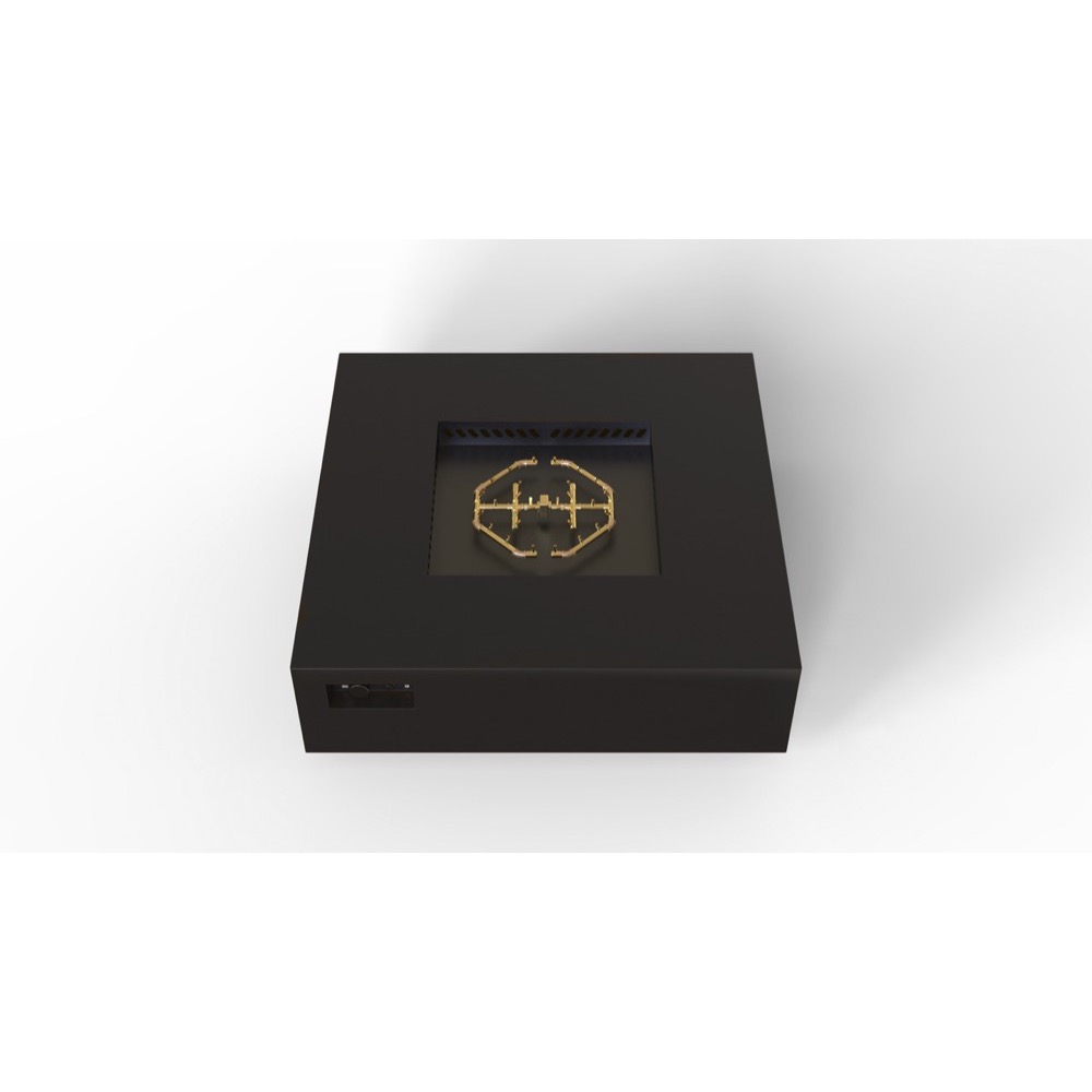 Warming Trends AON 56 Inch Square Powder Coated Steel 280000 BTU Propane Fire Pit Table with Push Button Spark Ignition   Black