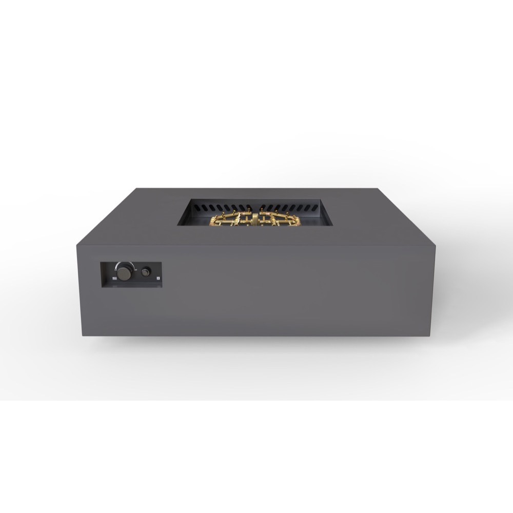 Warming Trends AON 56 Inch Square Powder Coated Steel 280000 BTU Propane Fire Pit Table with Push Button Spark Ignition   Charcoal