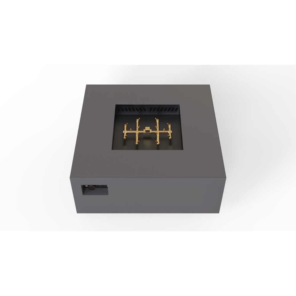 Warming Trends AON 56 Inch Square Powder Coated Steel 280000 BTU Propane Fire Pit Table with Push Button Spark Ignition   Charcoal