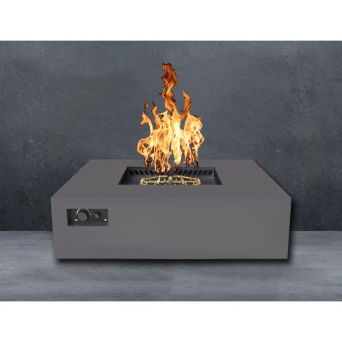 Warming Trends AON 56 Inch Square Powder Coated Steel 280000 BTU Propane Fire Pit Table with Push Button Spark Ignition   Charcoal