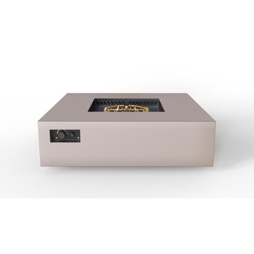 Warming Trends AON 56 Inch Square Powder Coated Steel 280000 BTU Propane Fire Pit Table with Push Button Spark Ignition   Sand Pebble