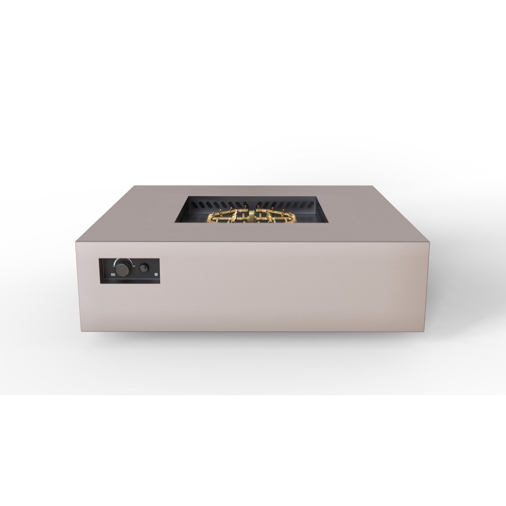 Warming Trends AON 56 Inch Square Powder Coated Steel 280000 BTU Propane Fire Pit Table with Push Button Spark Ignition   Sand Pebble