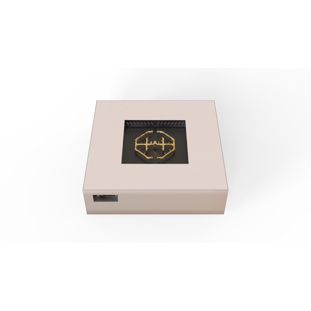 Warming Trends AON 56 Inch Square Powder Coated Steel 280000 BTU Propane Fire Pit Table with Push Button Spark Ignition   Sand Pebble