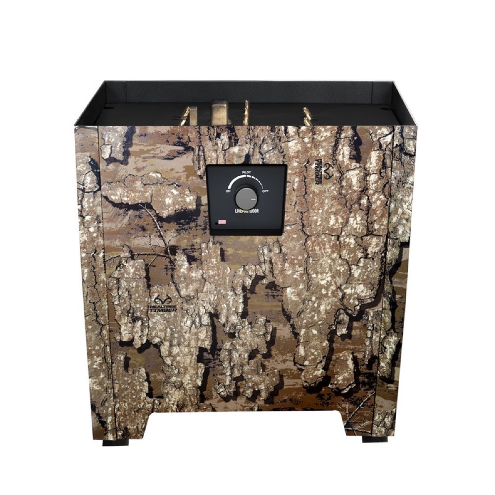 Warming Trends FireStorm Series II 18 Inch Square Powder Coated Steel 65000 BTU Portable Propane Fire Pit with Carry Bag   Realtree Timber