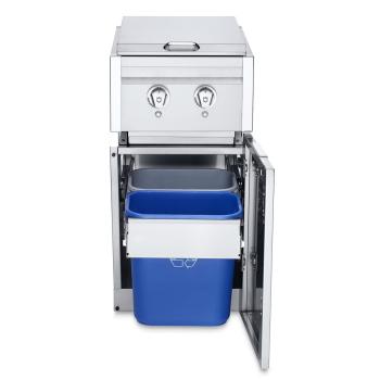 Crown Verity Infinite Series 18 Inch Stainless Steel Freestanding Cabinet Module with Gas Double Side Burner Light Package and Garbage Bin Holder350