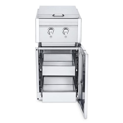Crown Verity Infinite Series 18 Inch Stainless Steel Freestanding Cabinet Module with Natural Gas Double Side Burner Light Package  and  Two Drawers
