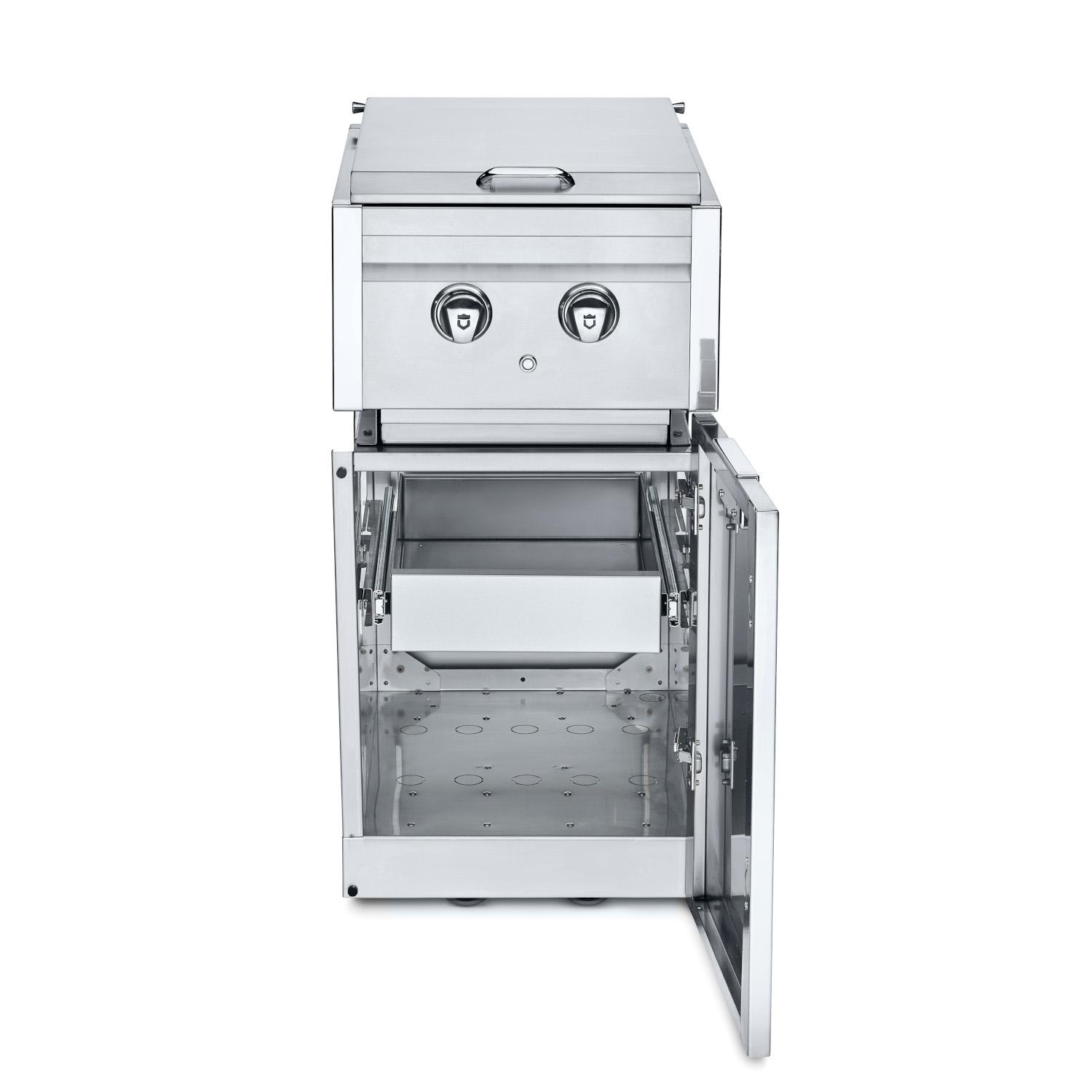Crown Verity Infinite Series 18 Inch Stainless Steel Freestanding Cabinet Module with Natural Gas Double Side Burner  and  Single Drawer