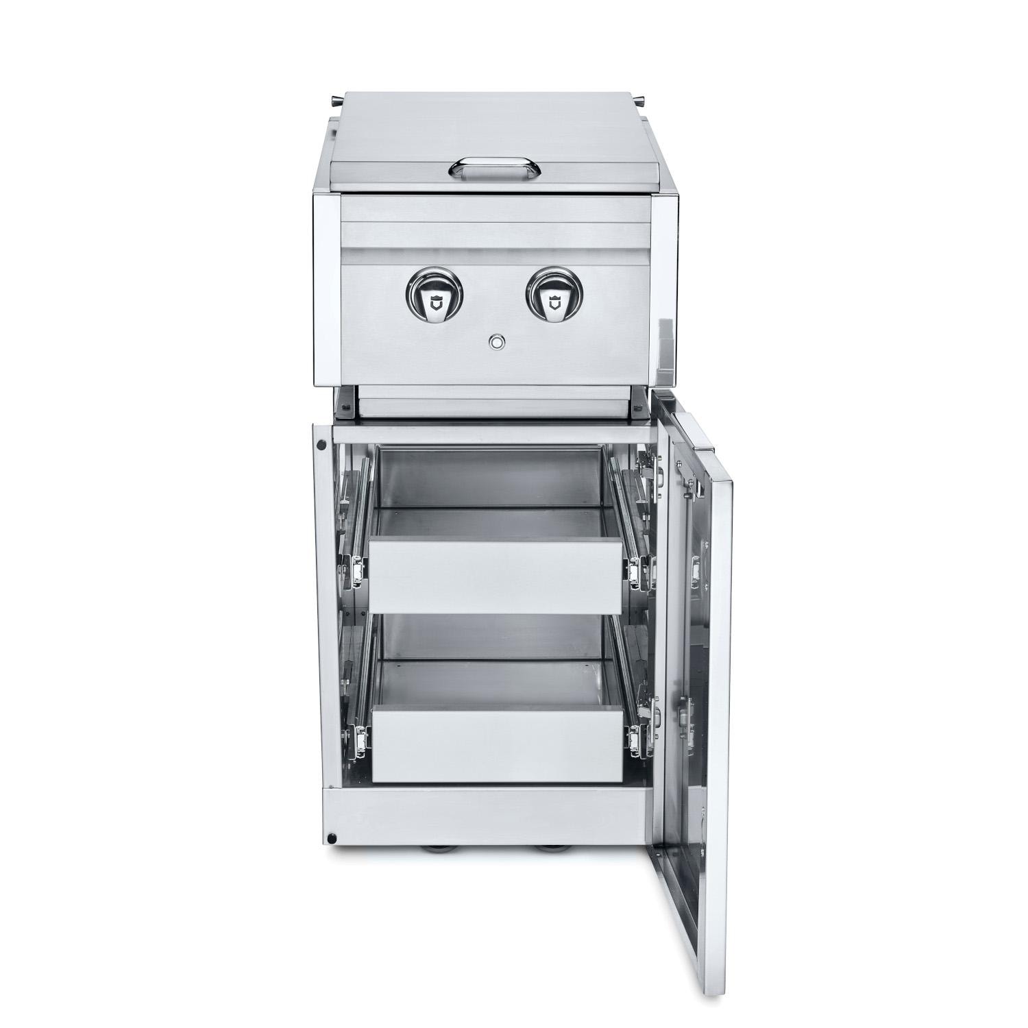 Crown Verity Infinite Series 18 Inch Stainless Steel Freestanding Cabinet Module with Natural Gas Double Side Burner  and  Two Drawers