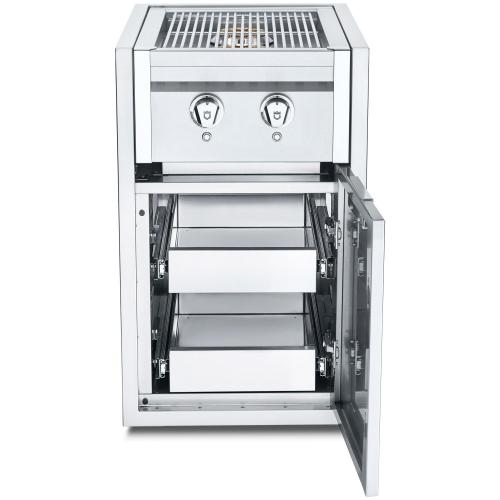 Crown Verity Infinite Series 21 Inch Enclosed Cabinet Storage with Natural Gas Double Side Burner Double Storage Drawers and LED Lighting