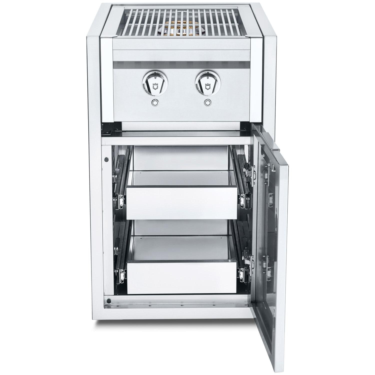 Crown Verity Infinite Series 21 Inch Enclosed Cabinet Storage with Natural Gas Double Side Burner Double Storage Drawers and LED Lighting