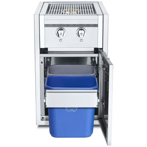 Crown Verity Infinite Series 21 Inch Enclosed Cabinet Storage with Natural Gas Double Side Burner Double Trash Bin Storage and LED Lighting