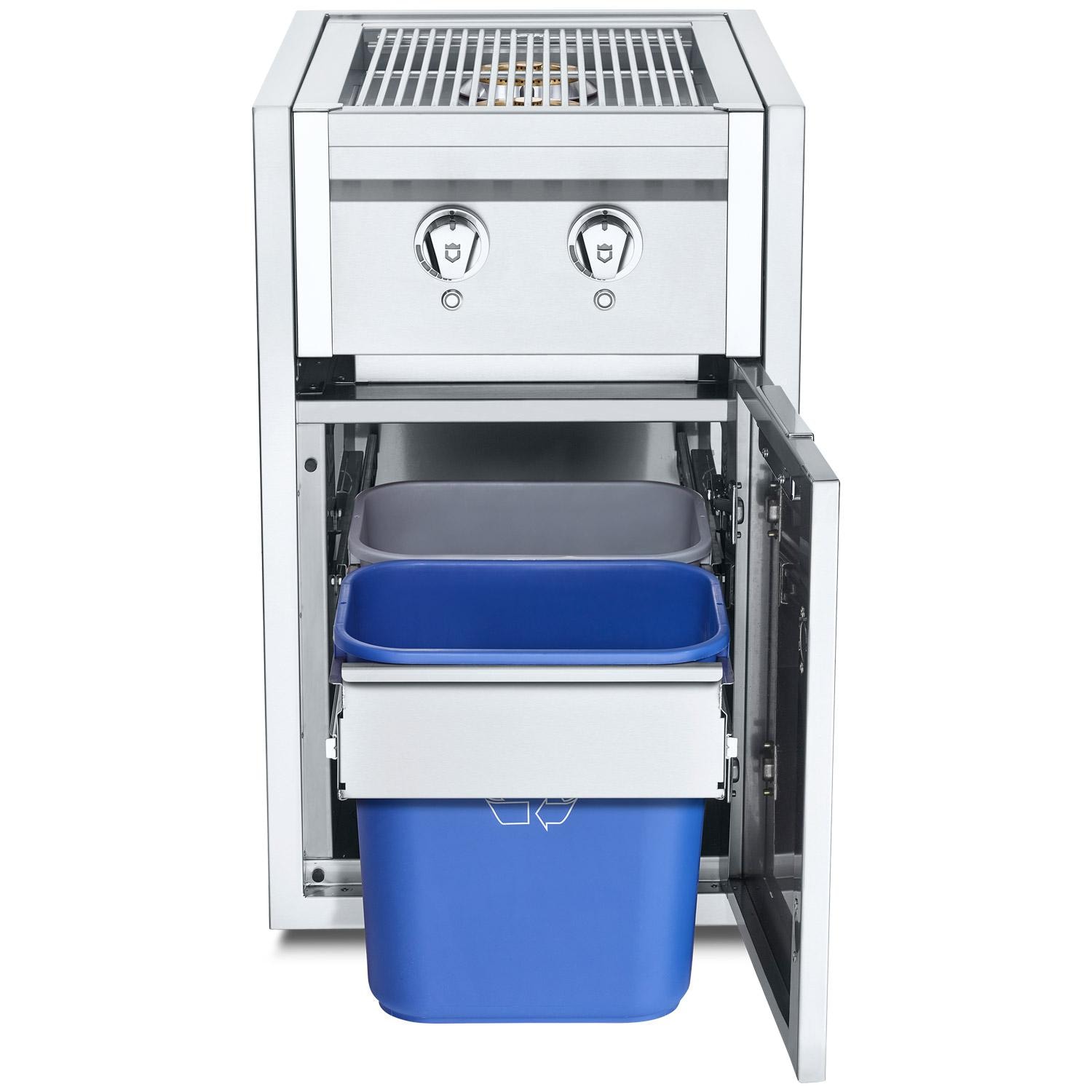 Crown Verity Infinite Series 21 Inch Enclosed Cabinet Storage with Natural Gas Double Side Burner Double Trash Bin Storage and LED Lighting