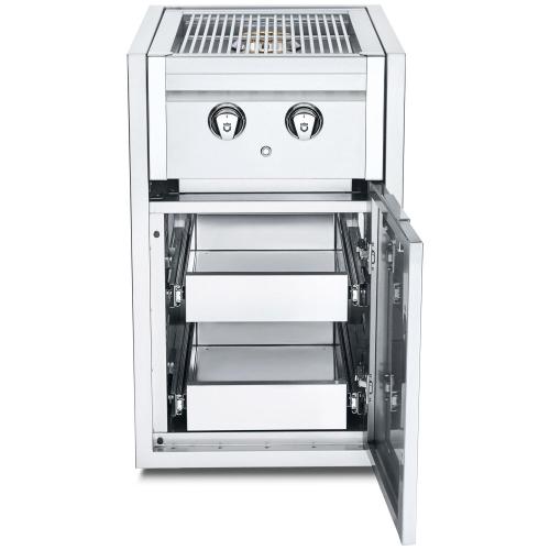 Crown Verity Infinite Series 21 Inch Enclosed Cabinet Storage with Natural Gas Double Side Burner and Double Storage Drawers