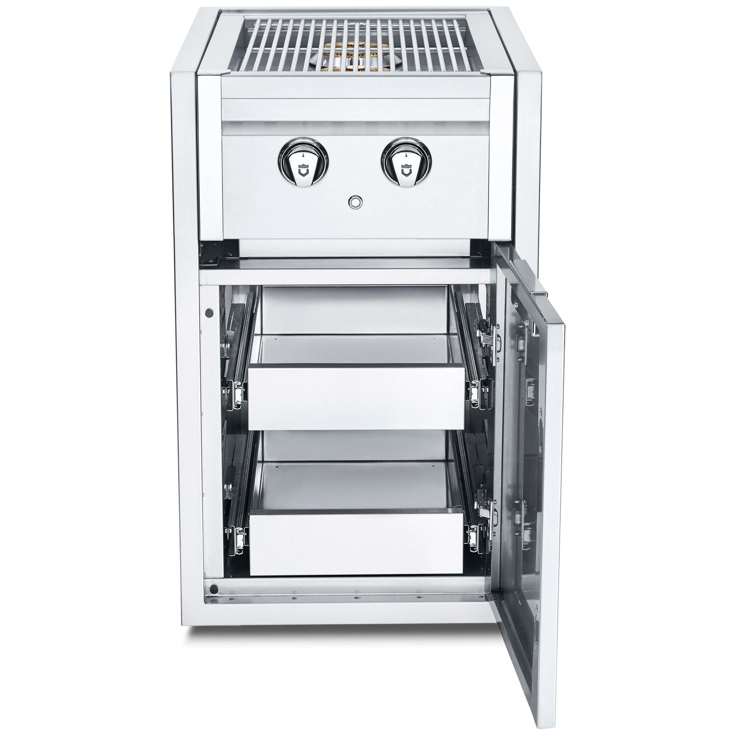 Crown Verity Infinite Series 21 Inch Enclosed Cabinet Storage with Natural Gas Double Side Burner and Double Storage Drawers