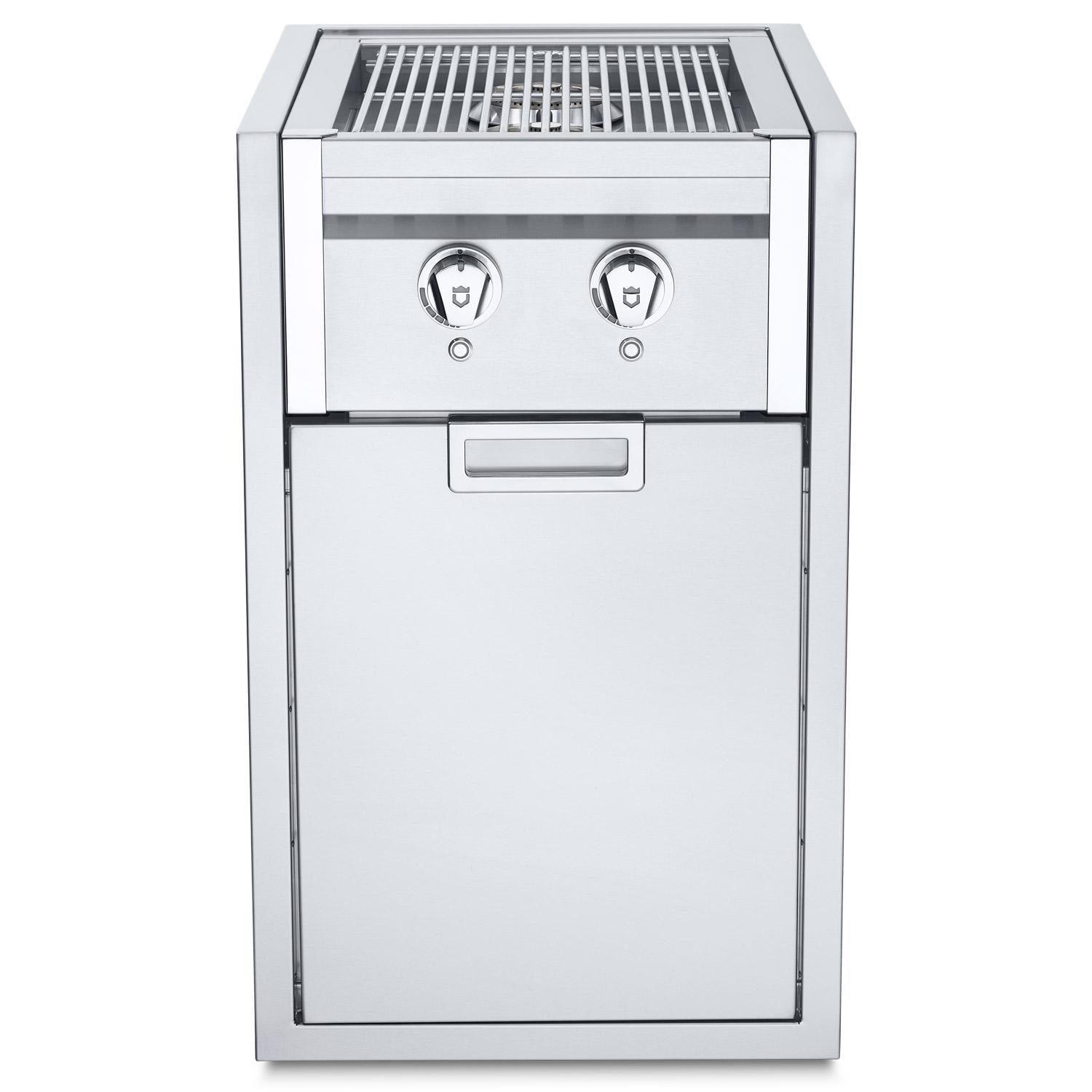 Crown Verity Infinite Series 21 Inch Enclosed Cabinet Storage with Natural Gas Double Side Burner Double Trash Bin Storage and LED Lighting