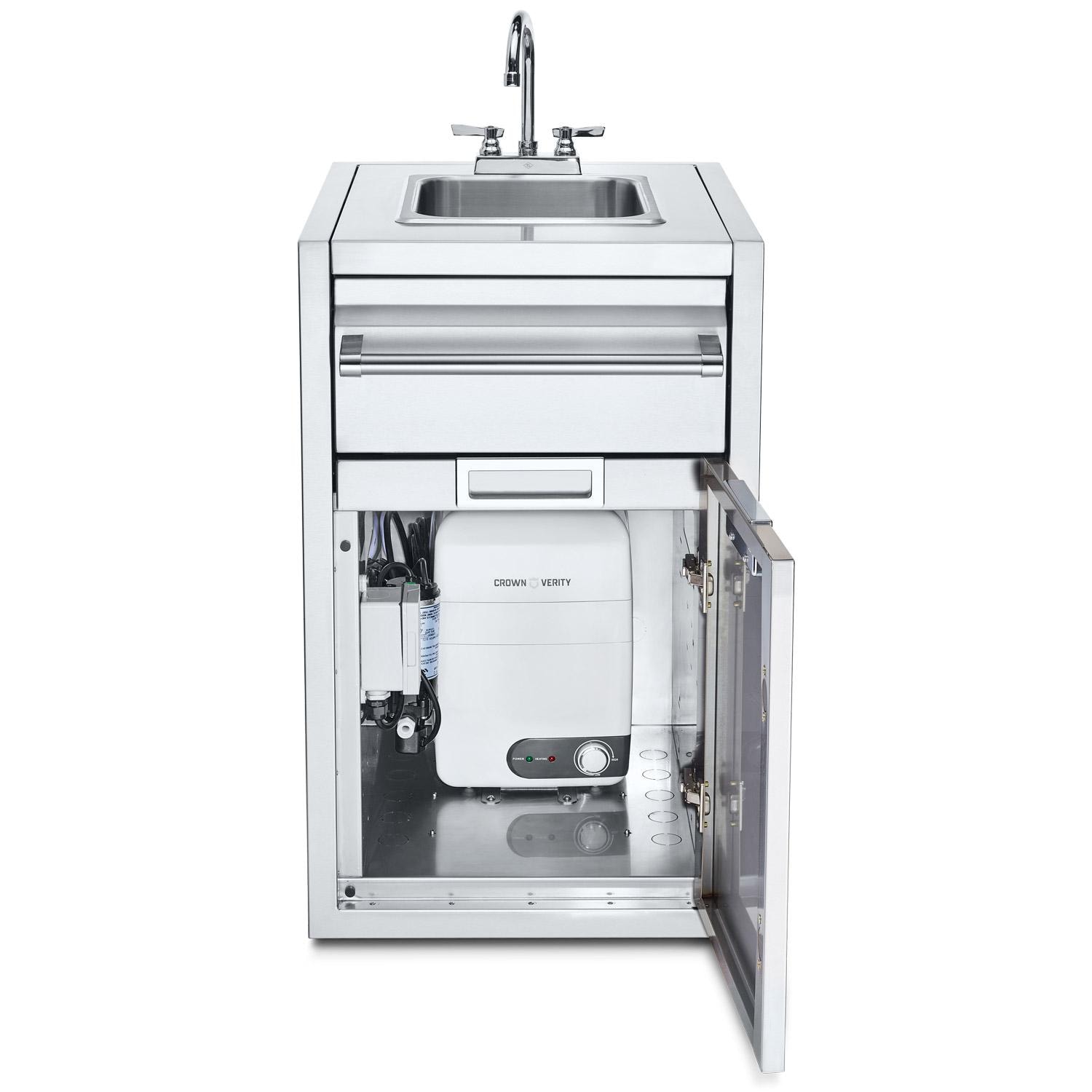 Crown Verity Infinite Series 21 Inch Enclosed Cabinet Storage with Sink and Water Heater