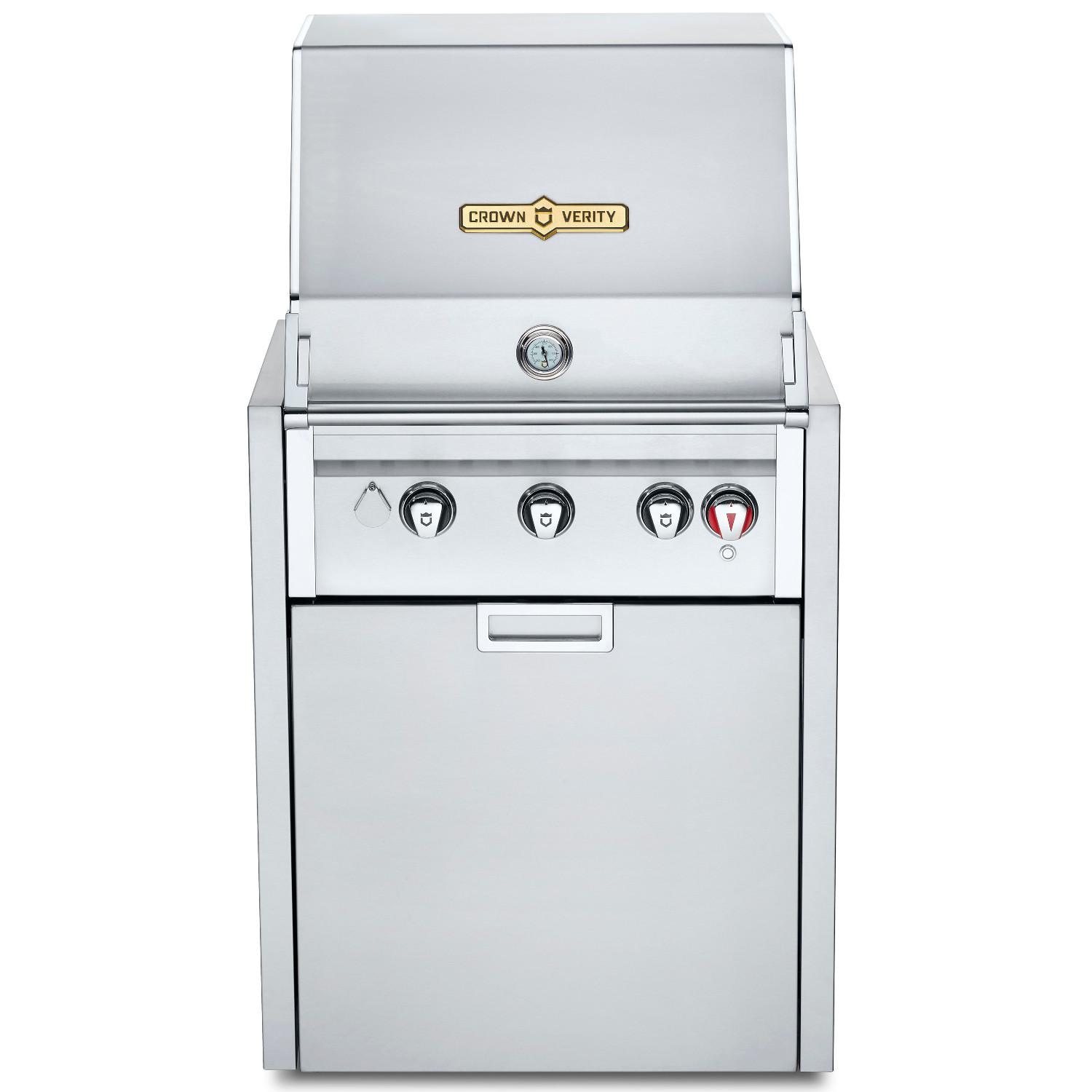 Crown Verity Infinite Series 24 Inch 3 Burner Modular Freestanding Propane Gas Grill   20 Lb Propane