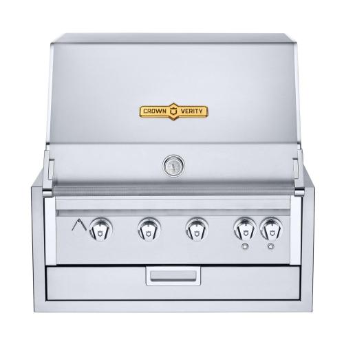 Crown Verity Infinite Series 30 Inch 4 Burner Stainless Steel Built In Natural Gas Grill with Light Package