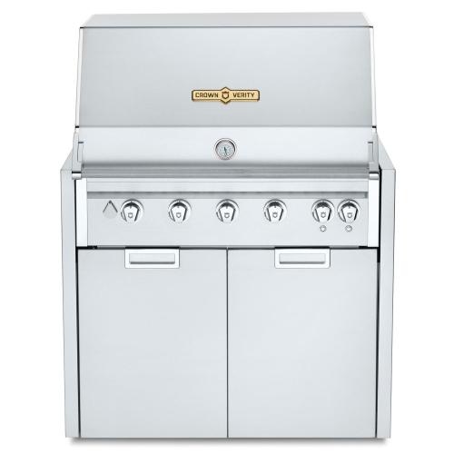 Crown Verity Infinite Series 36 Inch 5 Burner Modular Freestanding Propane Gas Grill with Light Package   20 Lb Propane