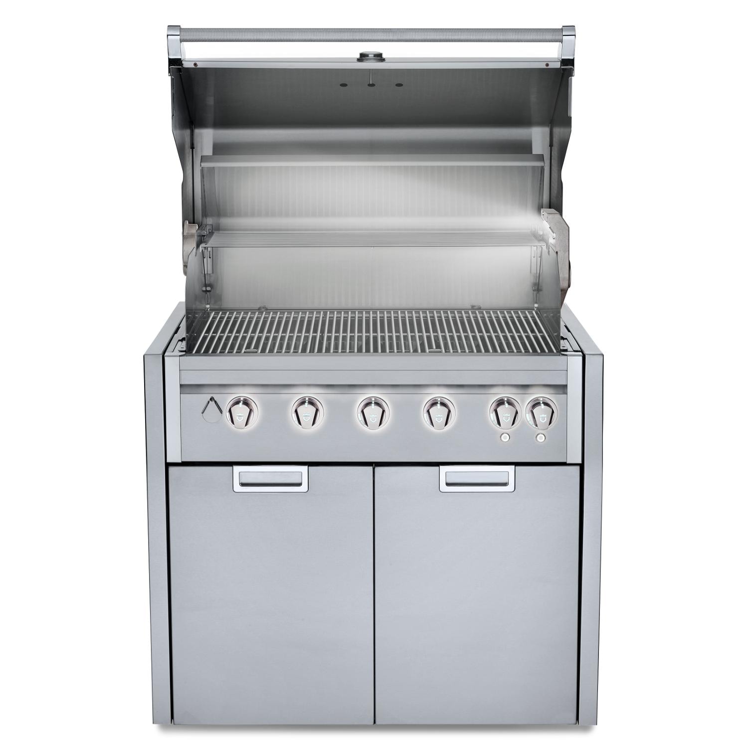 Crown Verity Infinite Series 36 Inch 5 Burner Modular Freestanding Propane Gas Grill with Light Package   20 Lb Propane