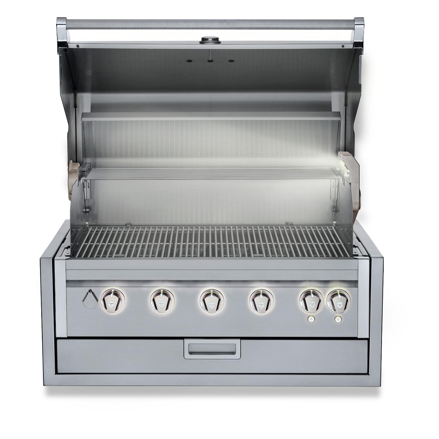Crown Verity Infinite Series 36 Inch 5 Burner Stainless Steel Built In Natural Gas Grill with Light Package